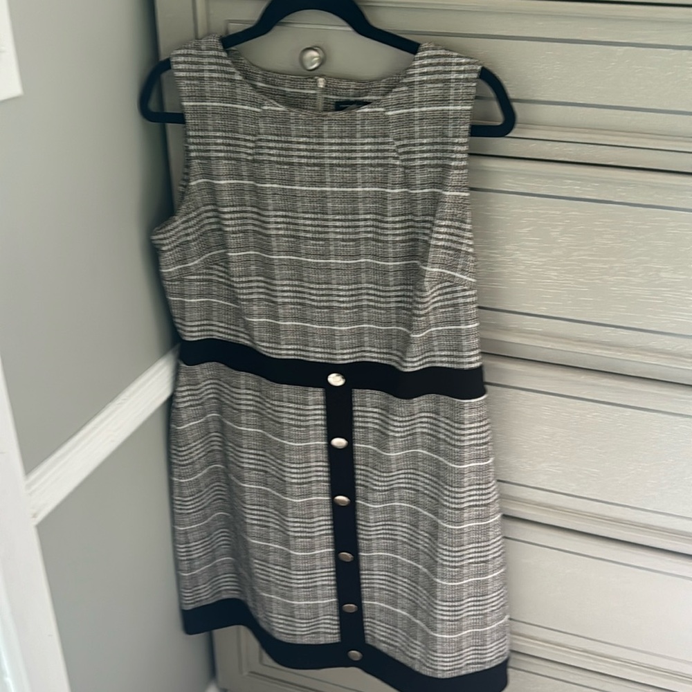 Tommy Hilfiger size 14 plaid dress with black trim and silver buttons